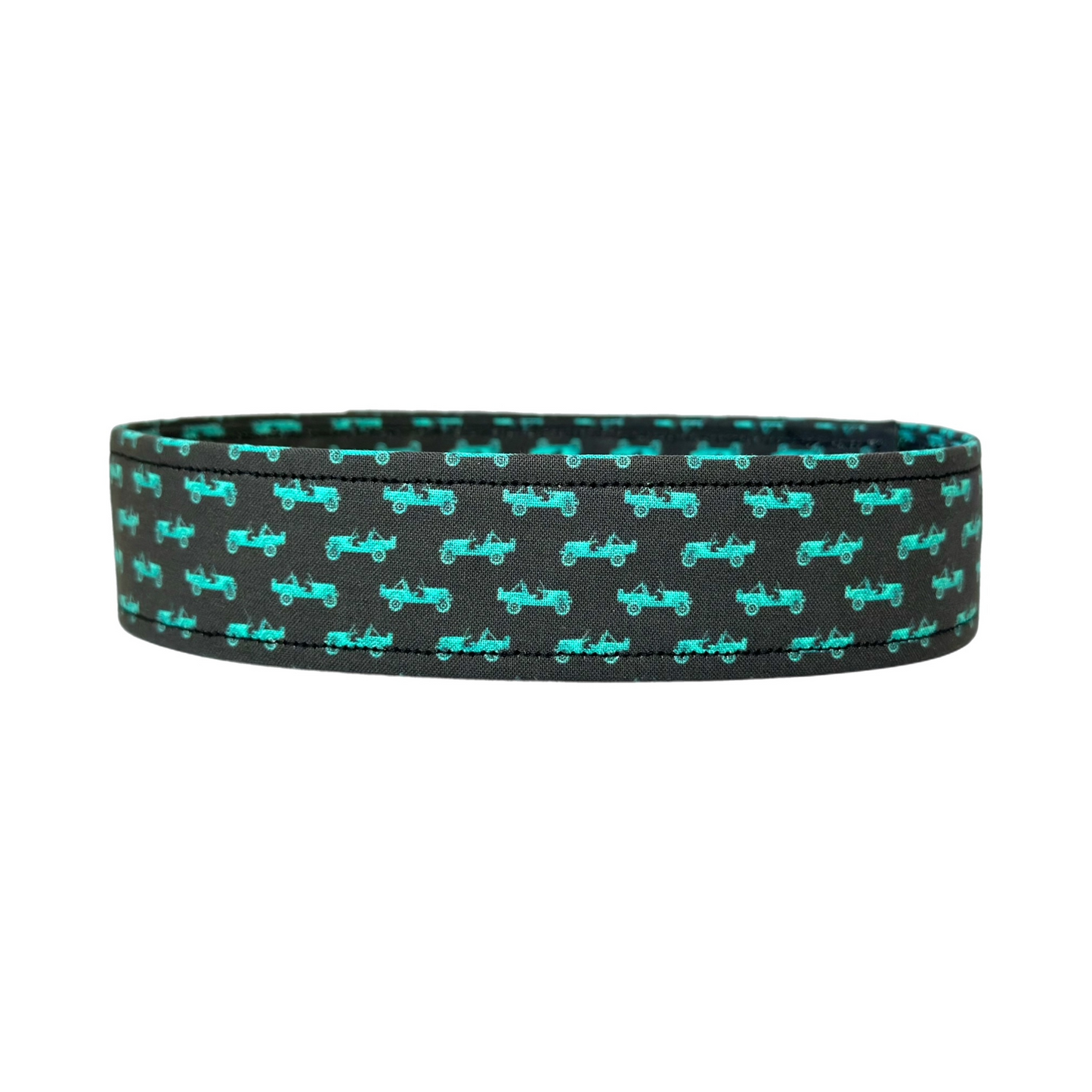 Teal 4x4 Off Road Trucks Black Adjustable Dog Collar Fabric Wrapped Dog Collar Vehicle Dog Collar