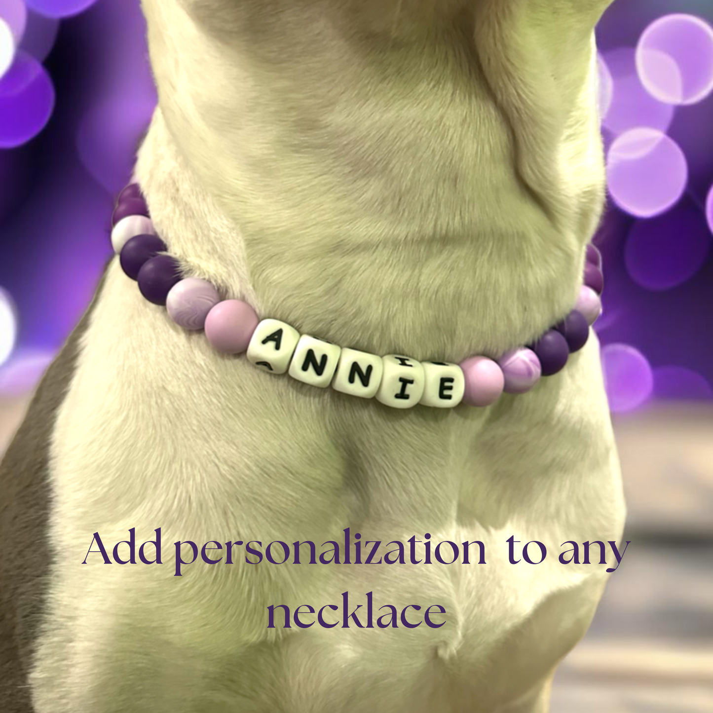 Boho Mauve Beaded Flower Dog Collar