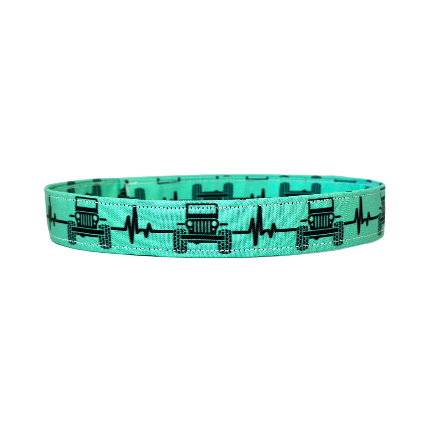 4x4 Off Road Trucks Teal Adjustable Dog Collar Fabric Wrapped Dog Collar Vehicle Dog Collar