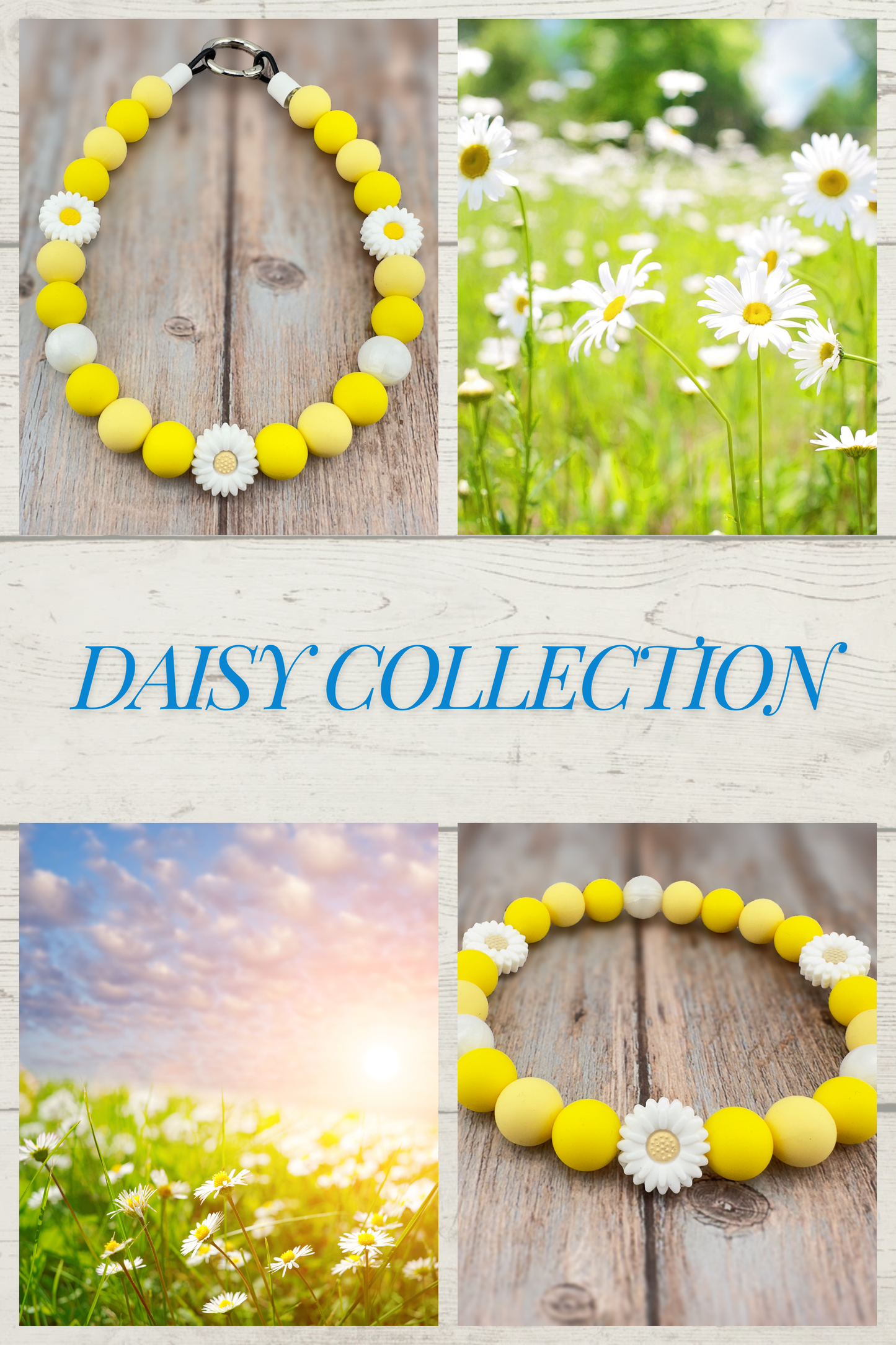 Personalized Yellow Daisy Beaded Dog Necklace