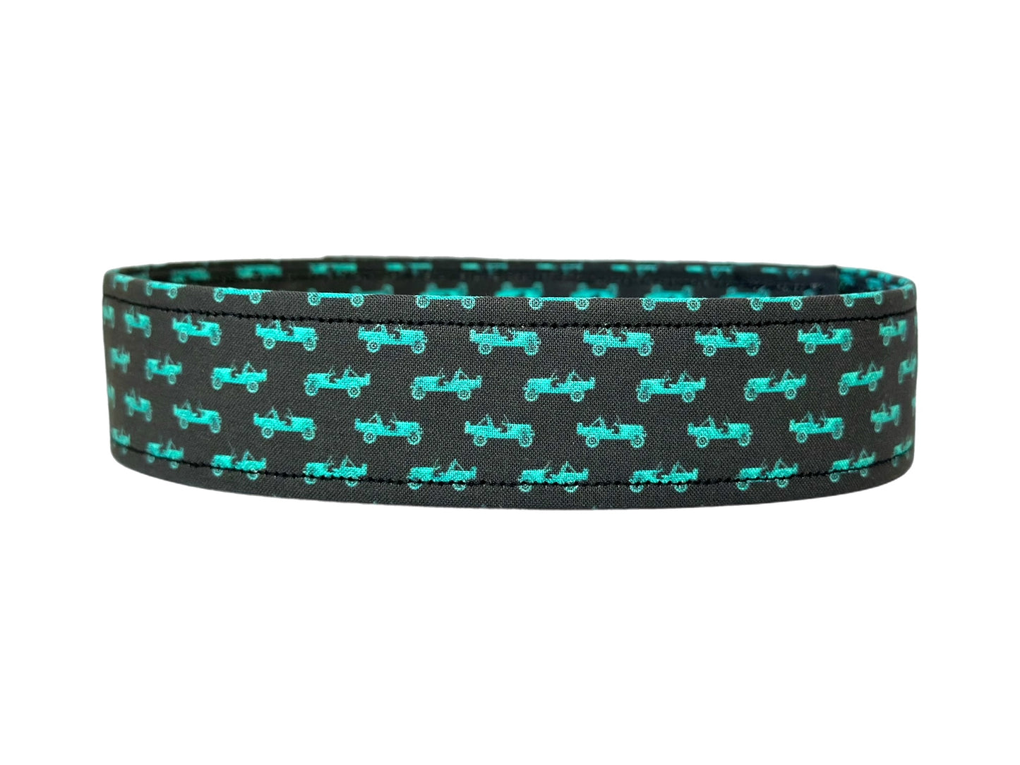 Teal 4x4 Off Road Trucks Black Adjustable Dog Collar Fabric Wrapped Dog Collar Vehicle Dog Collar