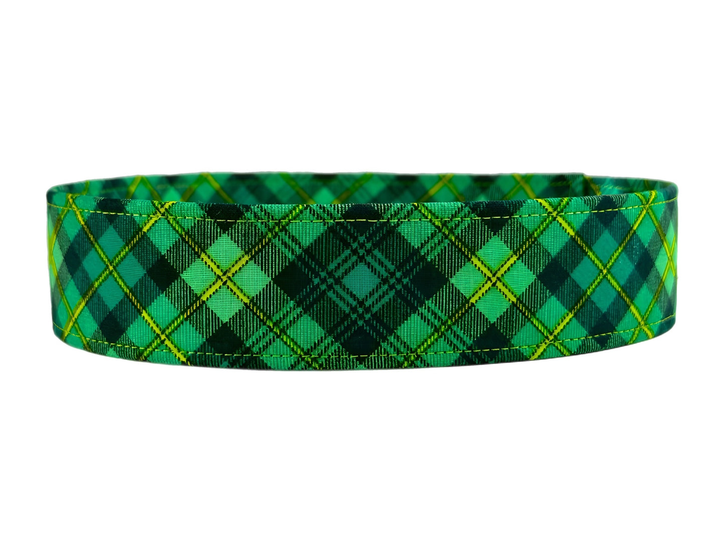 St. Patrick's Day Green Plaid Dog Collar