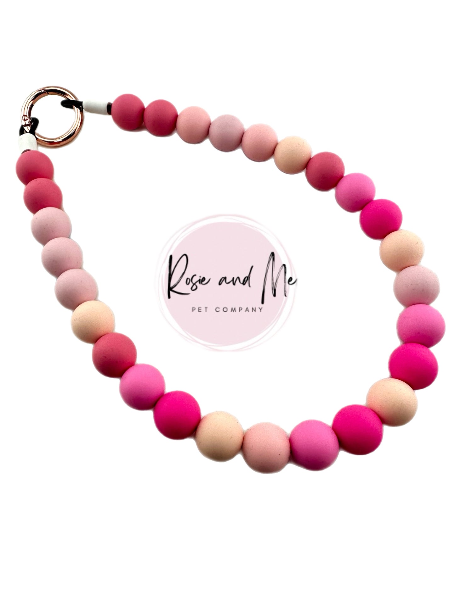 Pretty in Pink Beaded Dog Necklace with Personalization
