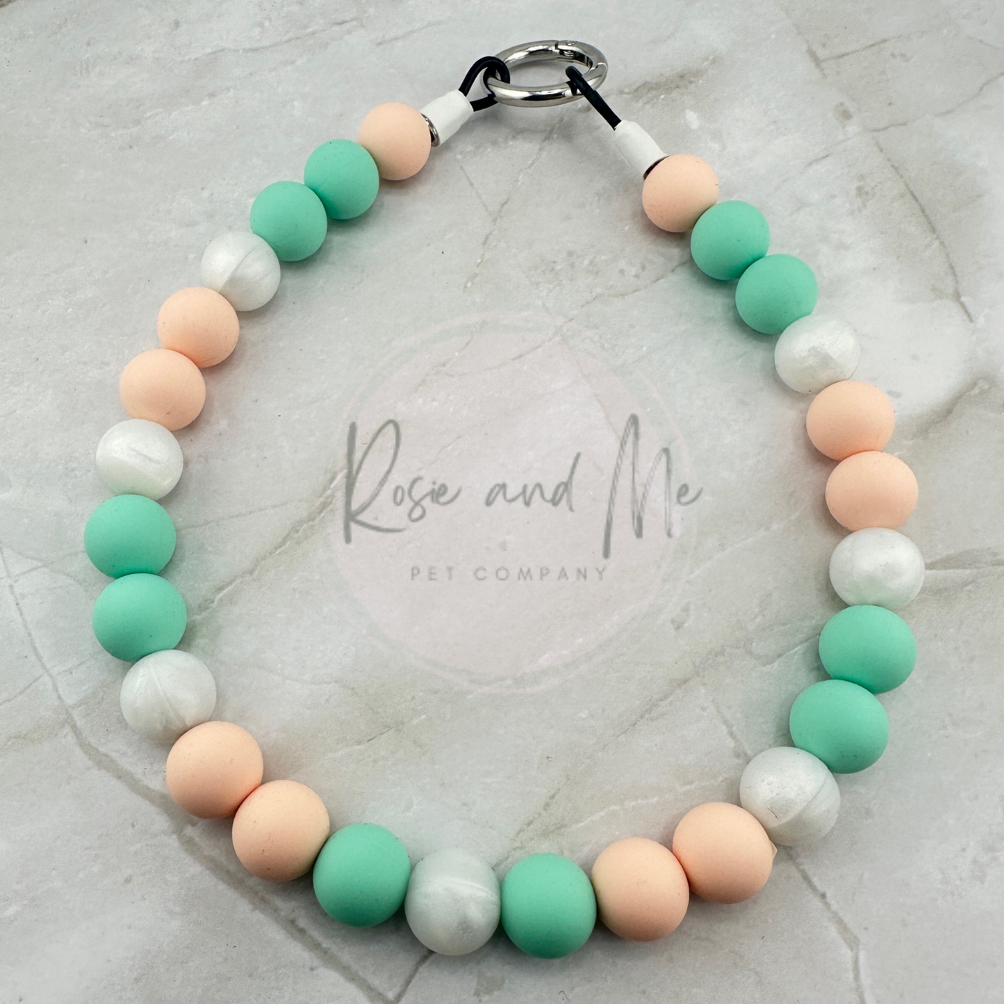 Pastel Beaded Dog Necklace with Personalization