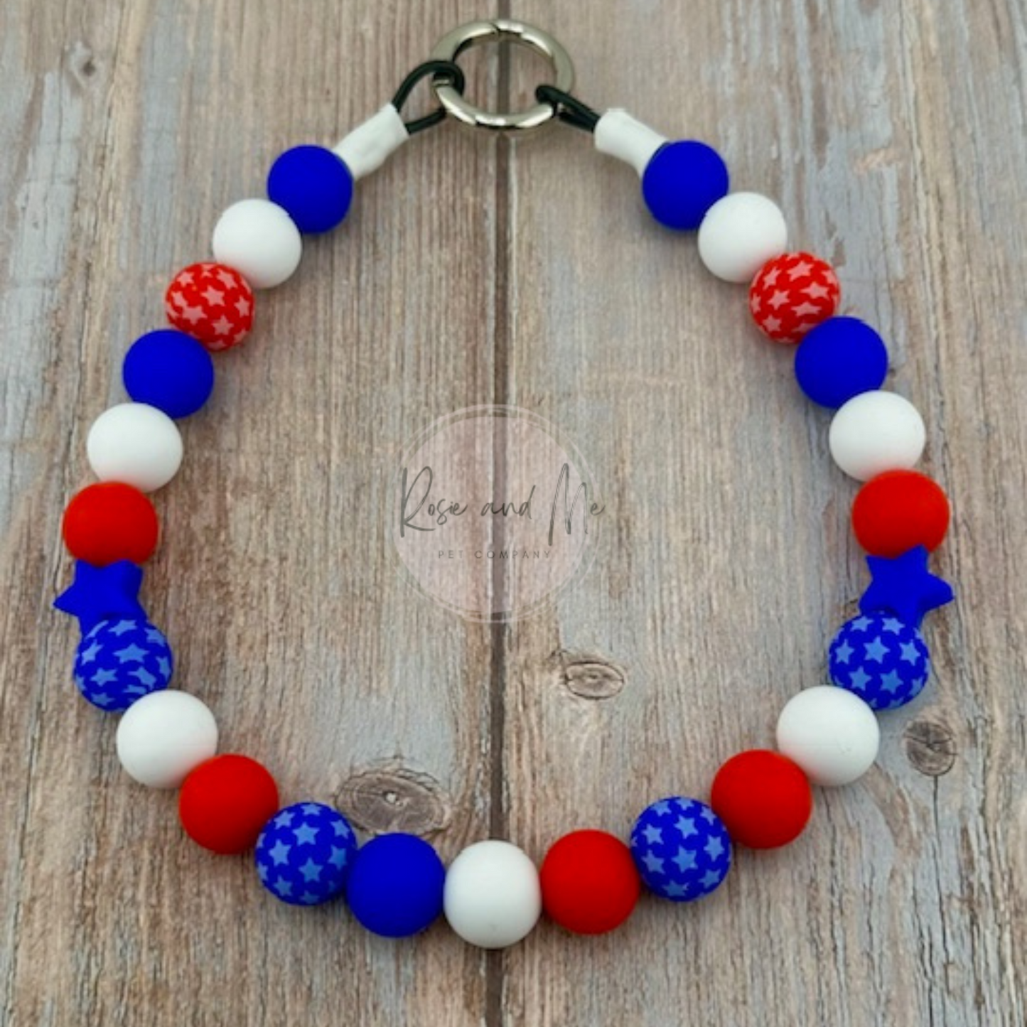 Fourth of July Beaded Dog Necklace