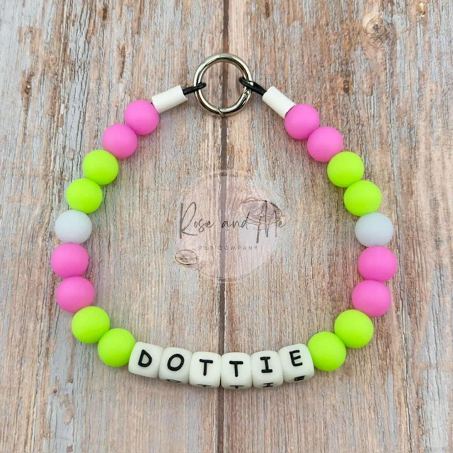 Glow Watermelon Beaded Dog Necklace with Personalization