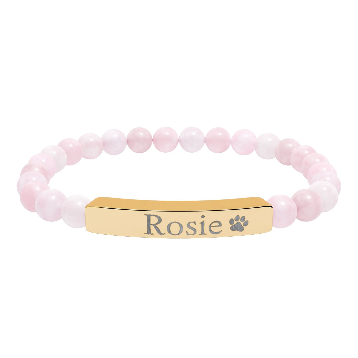 Engravable Natural Stone Bar Bracelet — Personalized Name & Paw Print