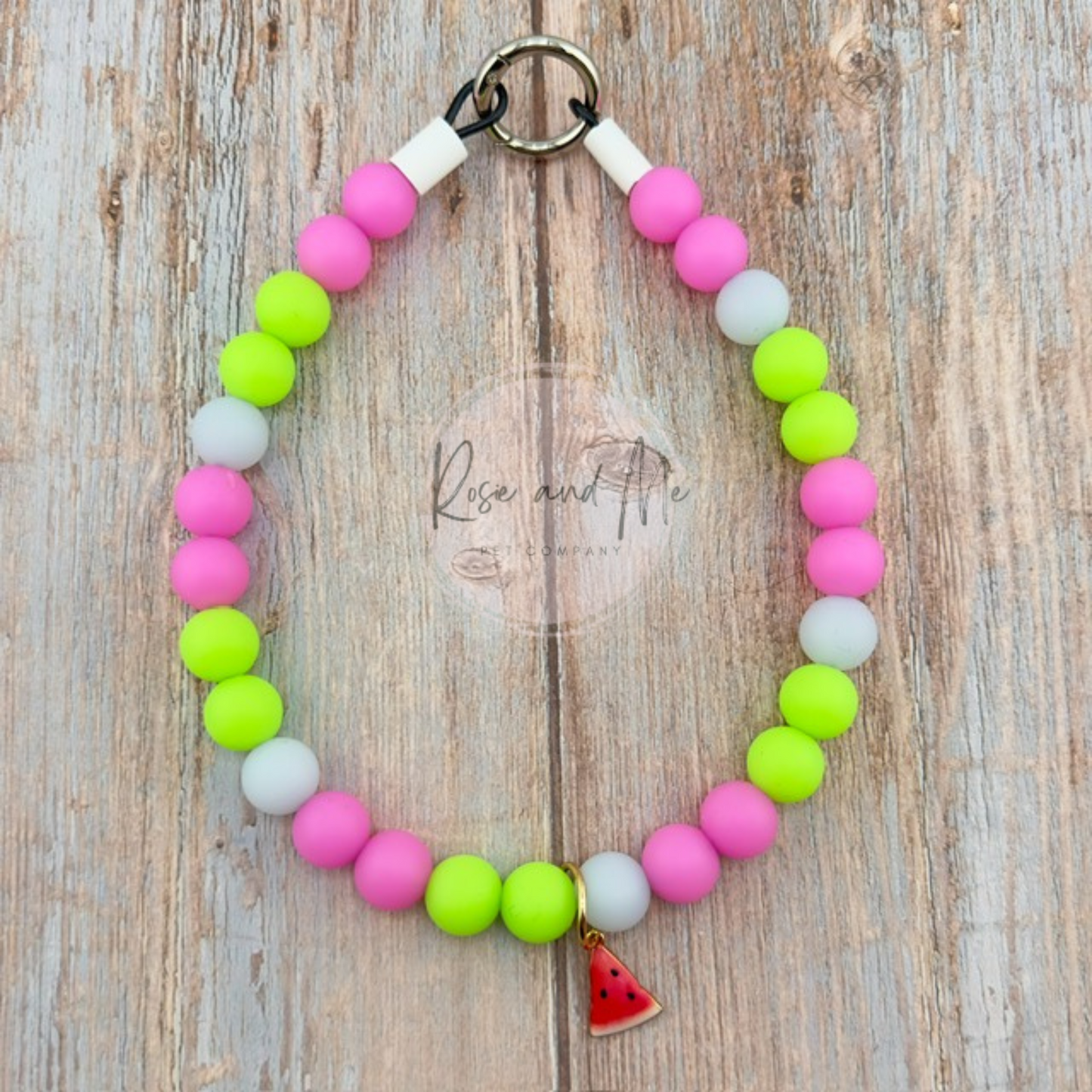 Glow Watermelon Beaded Dog Necklace with Personalization