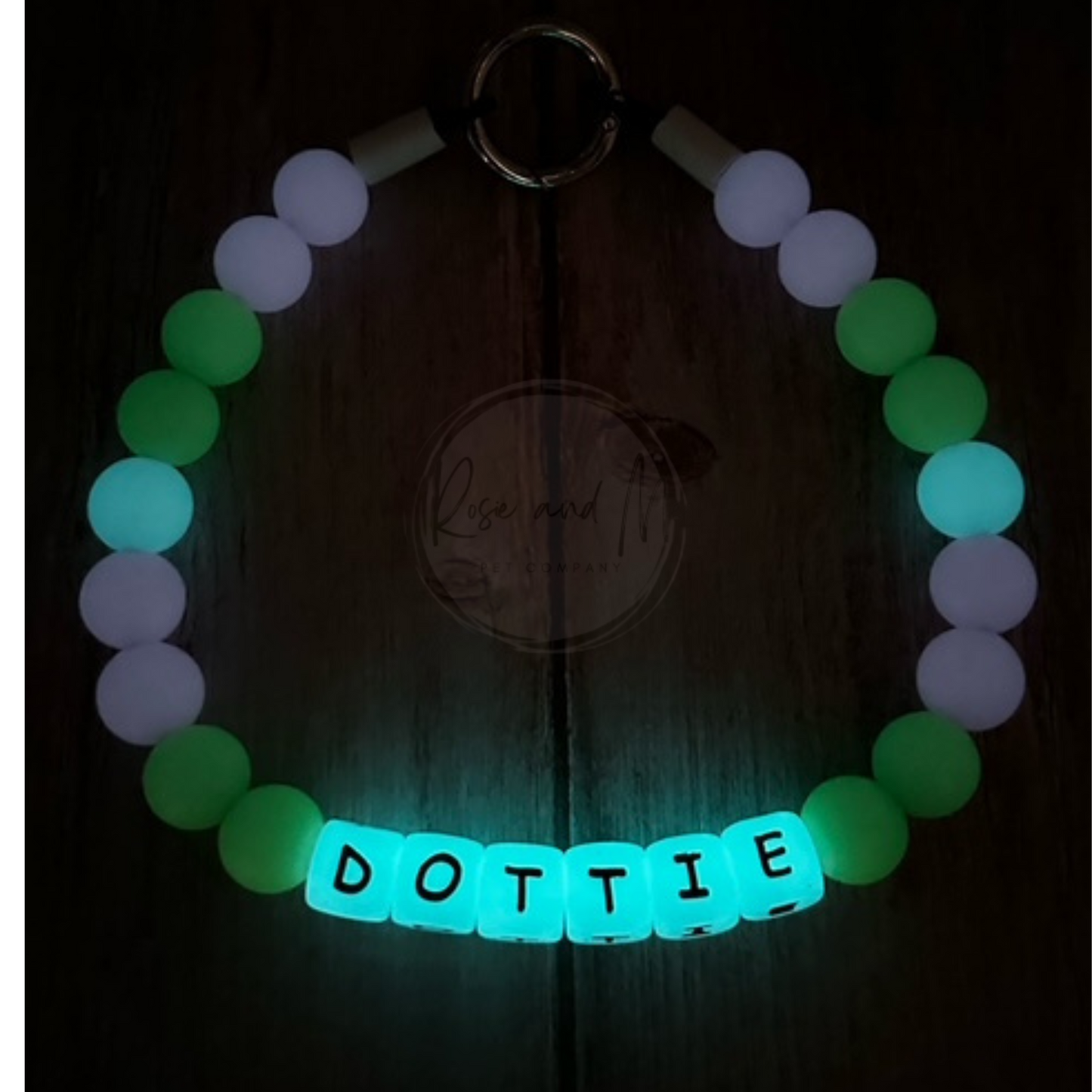 Glow Watermelon Beaded Dog Necklace with Personalization