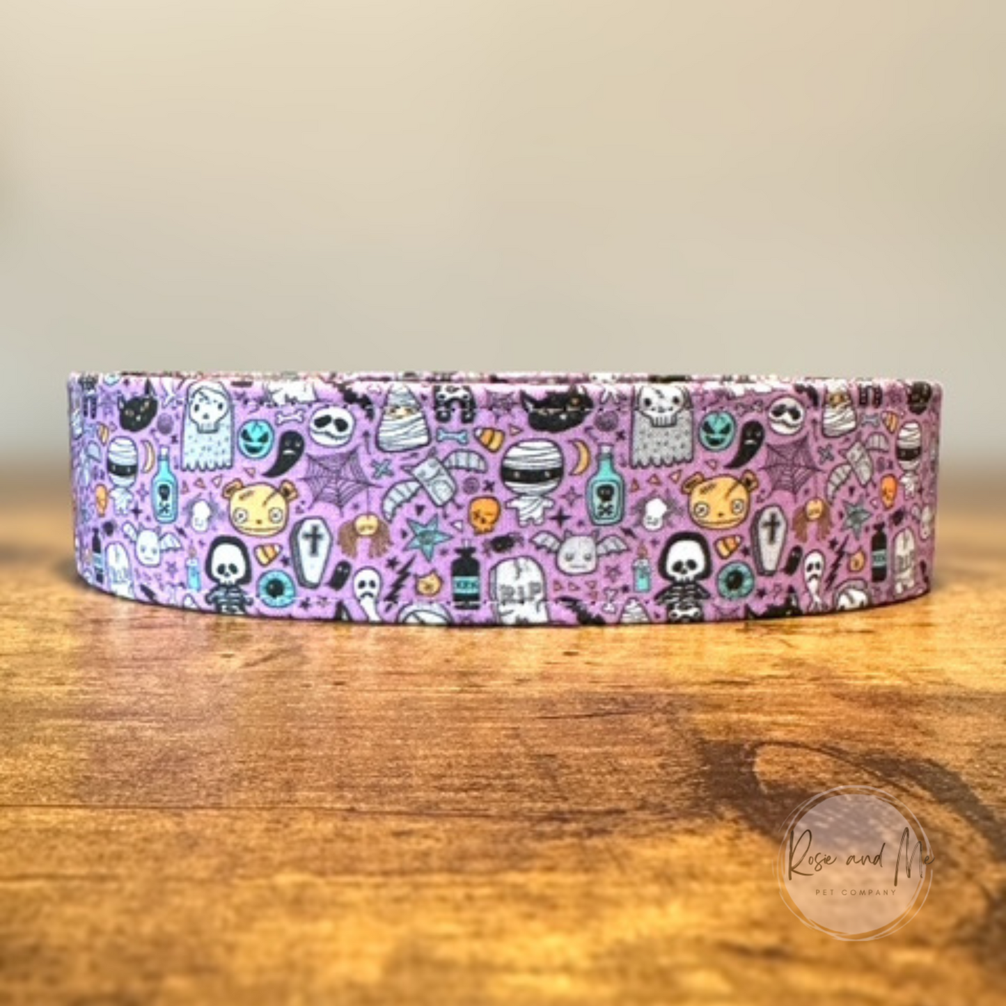 Halloween Doodle Ghost, Spider, Skeleton Halloween Goth Dog Collar