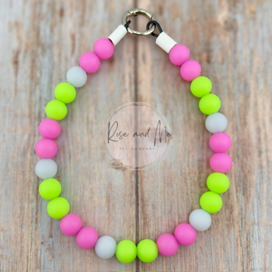 Glow Watermelon Beaded Dog Necklace with Personalization