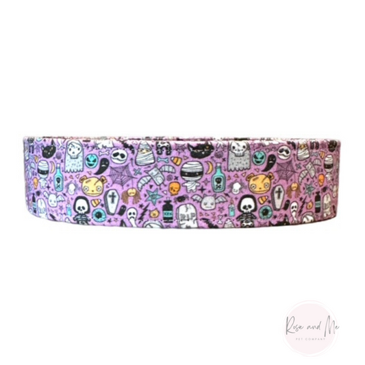 Halloween Doodle Ghost, Spider, Skeleton Halloween Goth Dog Collar