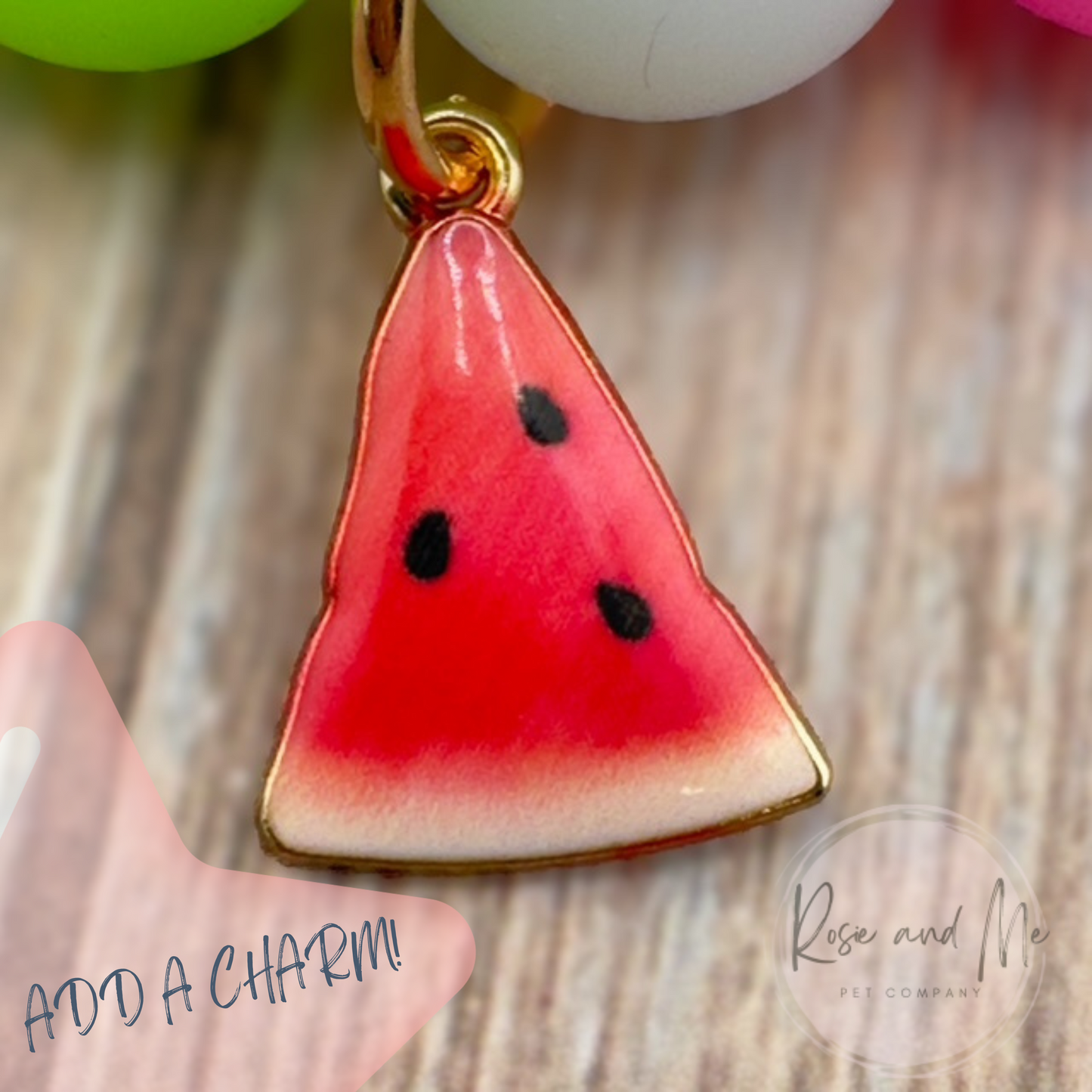 Glow Watermelon Beaded Dog Necklace with Personalization
