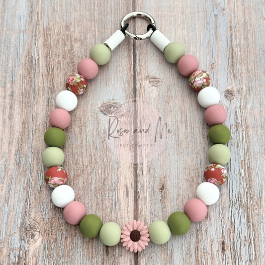 Boho Mauve Beaded Flower Dog Collar