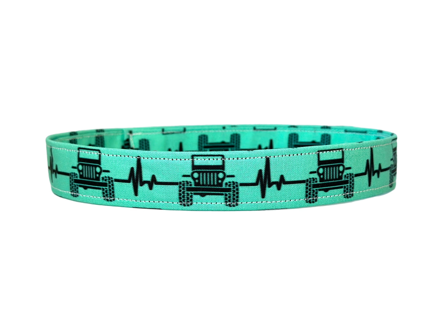 4x4 Off Road Trucks Teal Adjustable Dog Collar Fabric Wrapped Dog Collar Vehicle Dog Collar