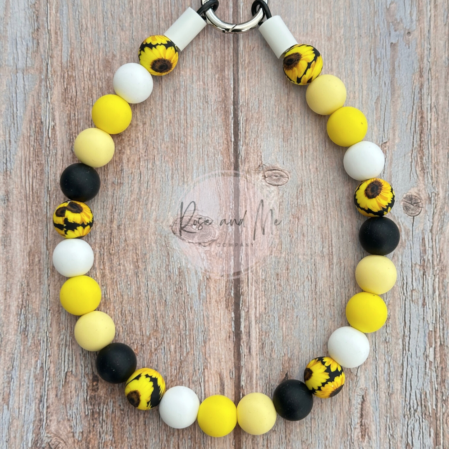 Personalized Sunflower Beaded Flower Dog Collar