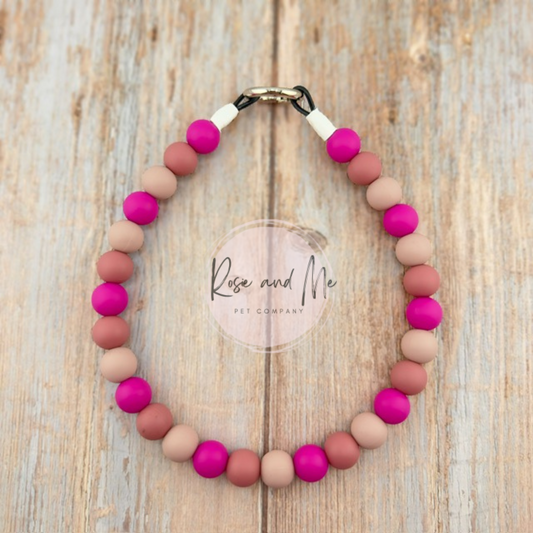 Boho Rasberry Beaded Dog Collar