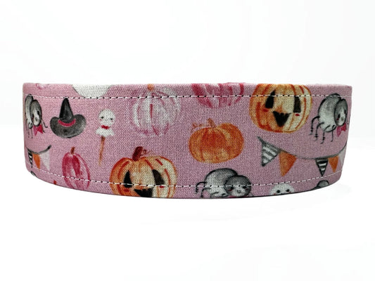 Pretty Pastel Pink Pumpkin Halloween Goth Dog Collar
