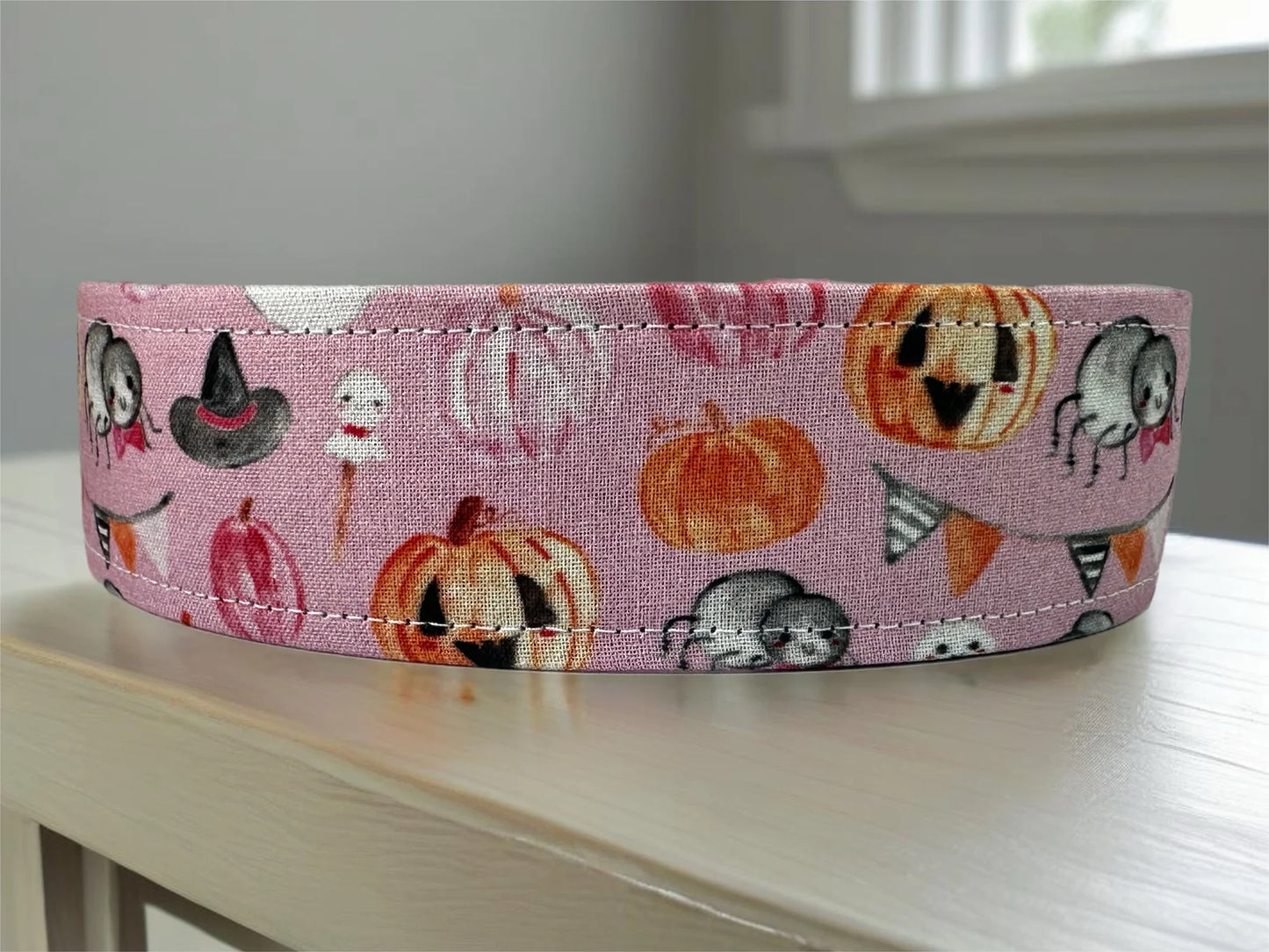 Pretty Pastel Pink Pumpkin Halloween Goth Dog Collar