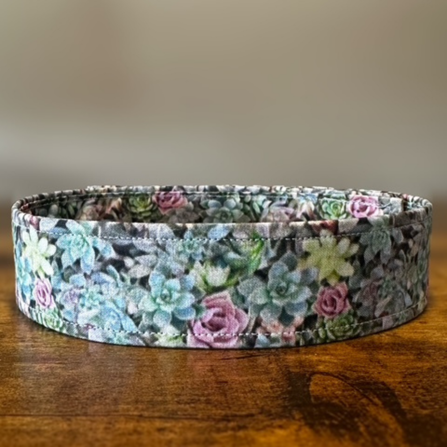 Pastel Succulents and Roses Floral Dog Collar