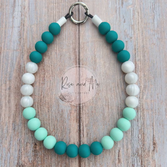 Beaded Dog Necklace with Personalization - Teal Gradient