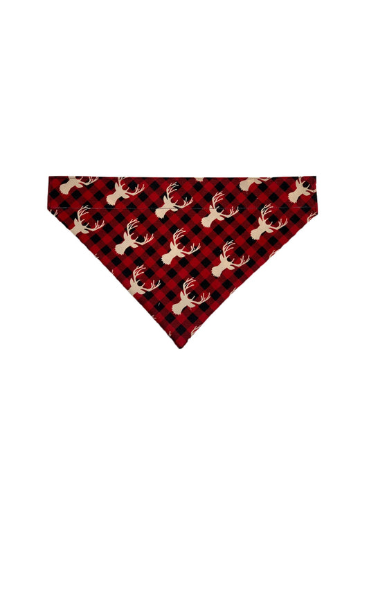 Red and Black deer silhouette - Over the Collar Dog Bandana